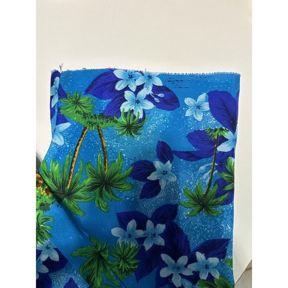 Vintage JC Penney’s Hawaiian Button Shirt 70s Floral Hawaii L/XL? Blue Palms - Picture 7 of 7